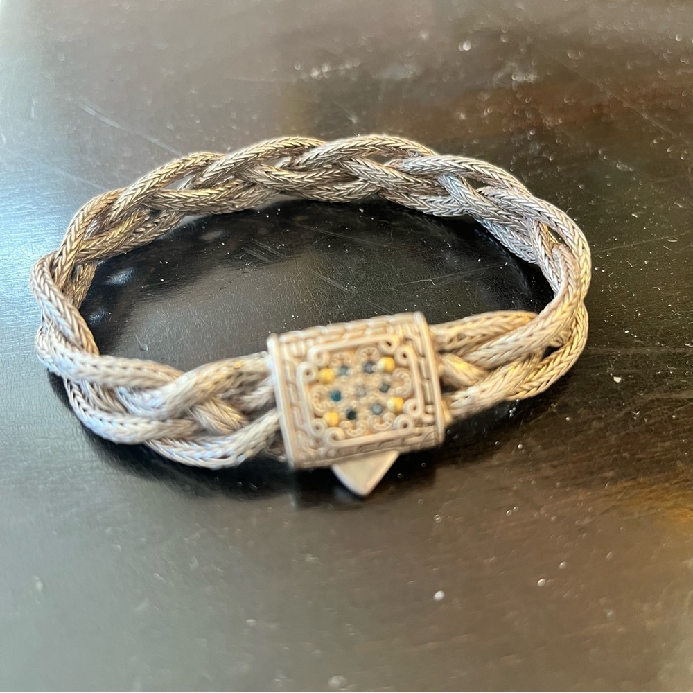 STERLING SILVER BRAIDED BRACELET. 8” long. LOOKS HANDMADE VINTAGE . QUALITY!